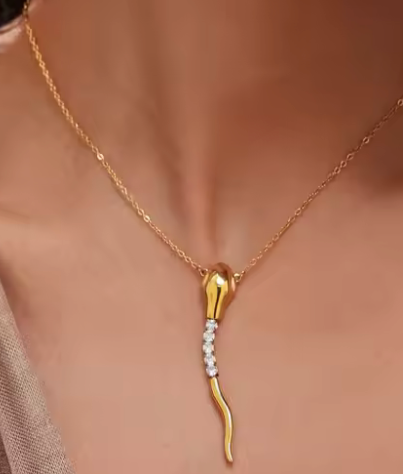 HoopLa – wholesale Hänge-/berlockhalsband – Orm- Tennis Halsband Orm- Stål 14K CZ halsband2