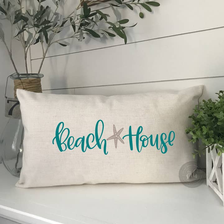 Beach House Pillow Cover | Beach Themed Decor for wholesale by Stone River Home Co