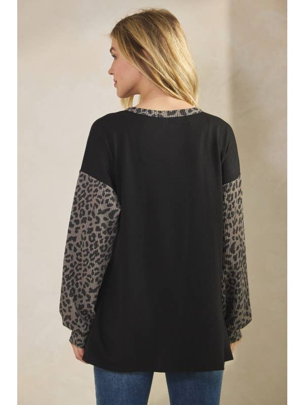 Sunday Morning - Wholesale Tunic - Women's - T0677HE12-Rhinestone Pumpkin Animal Contrast Top12