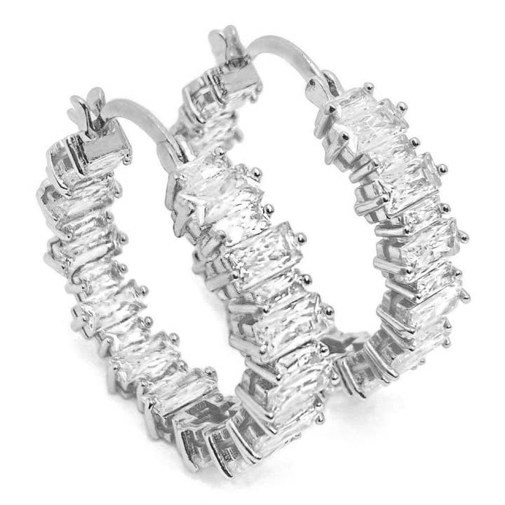 HOOP EARRINGS CRYSTAL (silver) for wholesale by BLAIR