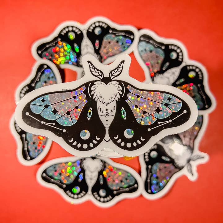 Celestial Moth Vinyl Holo Sticker for wholesale by SudiBear