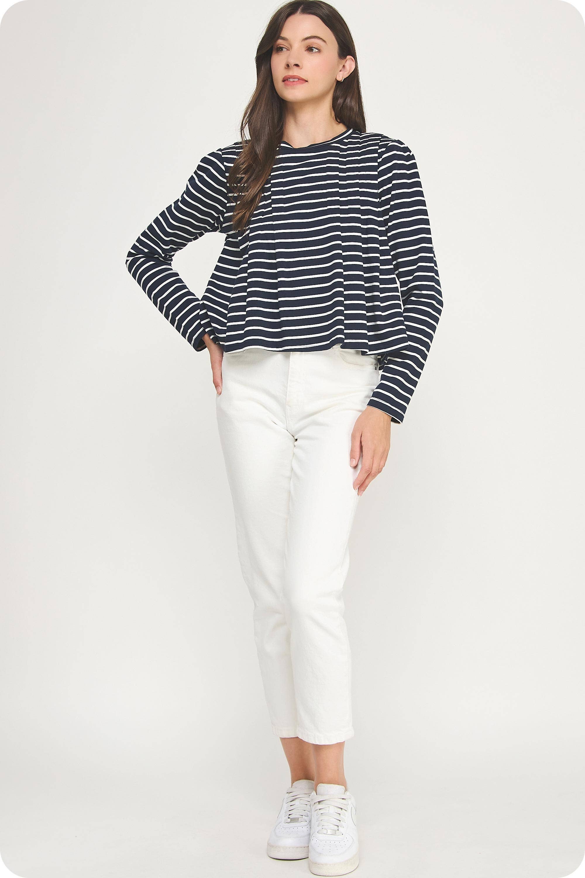 Strut & Bolt - Wholesale Blouse - Women's - Striped Shoulder Pad Knit Tee Top20