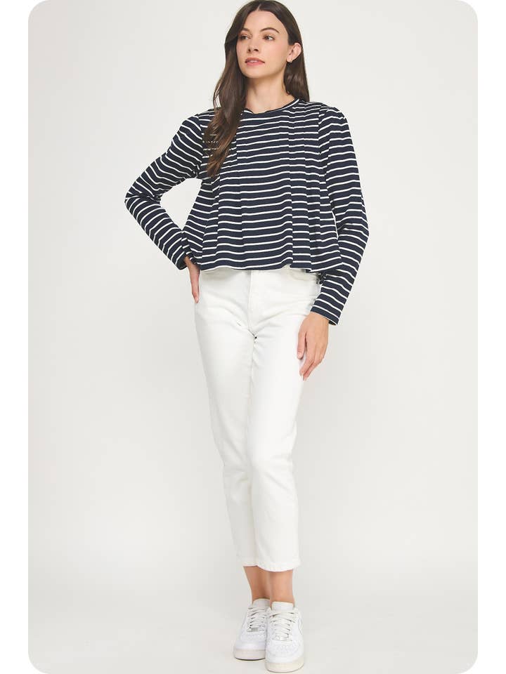 Strut & Bolt – wholesale Blouse – Women’s – Striped Shoulder Pad Knit Tee Top20