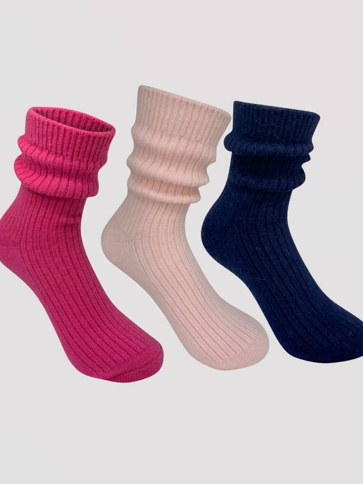 Luxe Cashmere Sock Gift Set Of Three for wholesale by High Heel Jungle