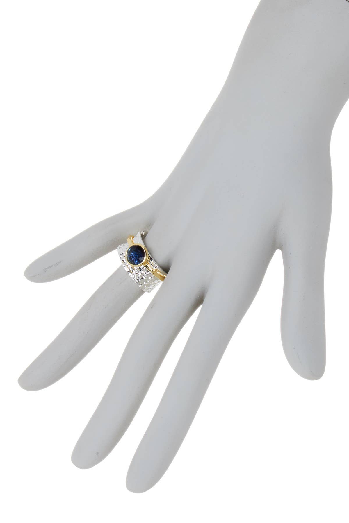 Zoey Simmons – Großhandel Cocktail-/Statement-Ring – Spinnerring mit blauem Londoner Kristall — SF2