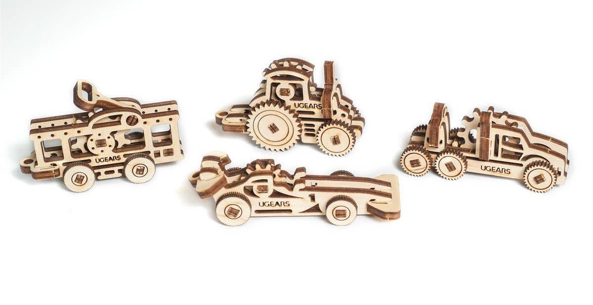 Ukidz LLC - Wholesale DIY Craft Kit - Kids - UGears U-Fidget Vehicles -Wooden 3D Puzzles - DIY0