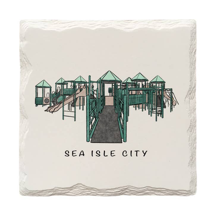 Play By The Bay, NJ | Hand-Drawn | Drink Coaster for wholesale by The Doodle Brand