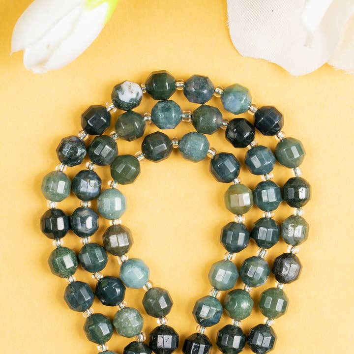Soothing Crystals Beads - Wholesale Beads - Faceted Prism Cut Beads | Moss Agate | Crystal Beads11