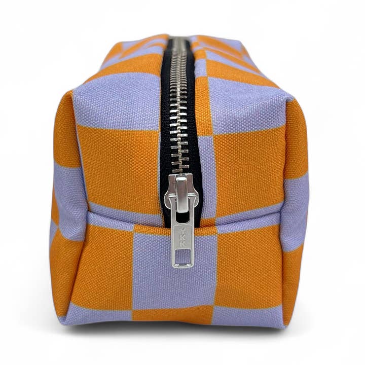 Blocketui kariert lila/orange für den Großhandel von De Lange Tafel