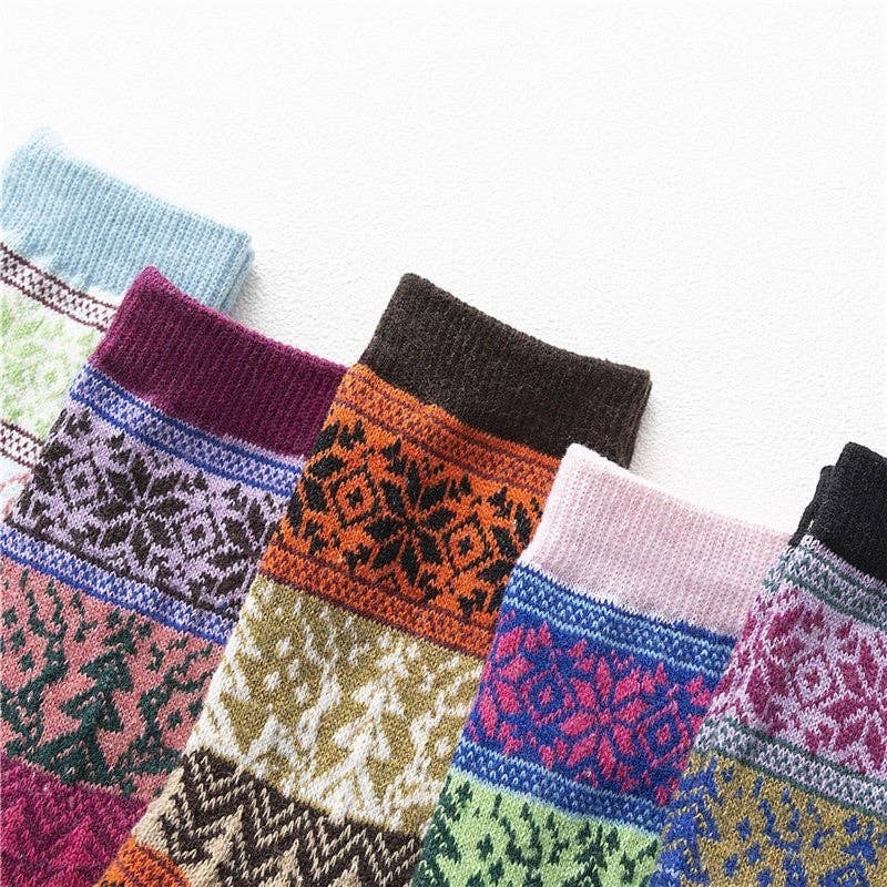 COMME SUR LA PHOTO Chaussettes mi-mollet imprimées confortables et respirantes (ensemble de cinq paires) en vente sur Faire2