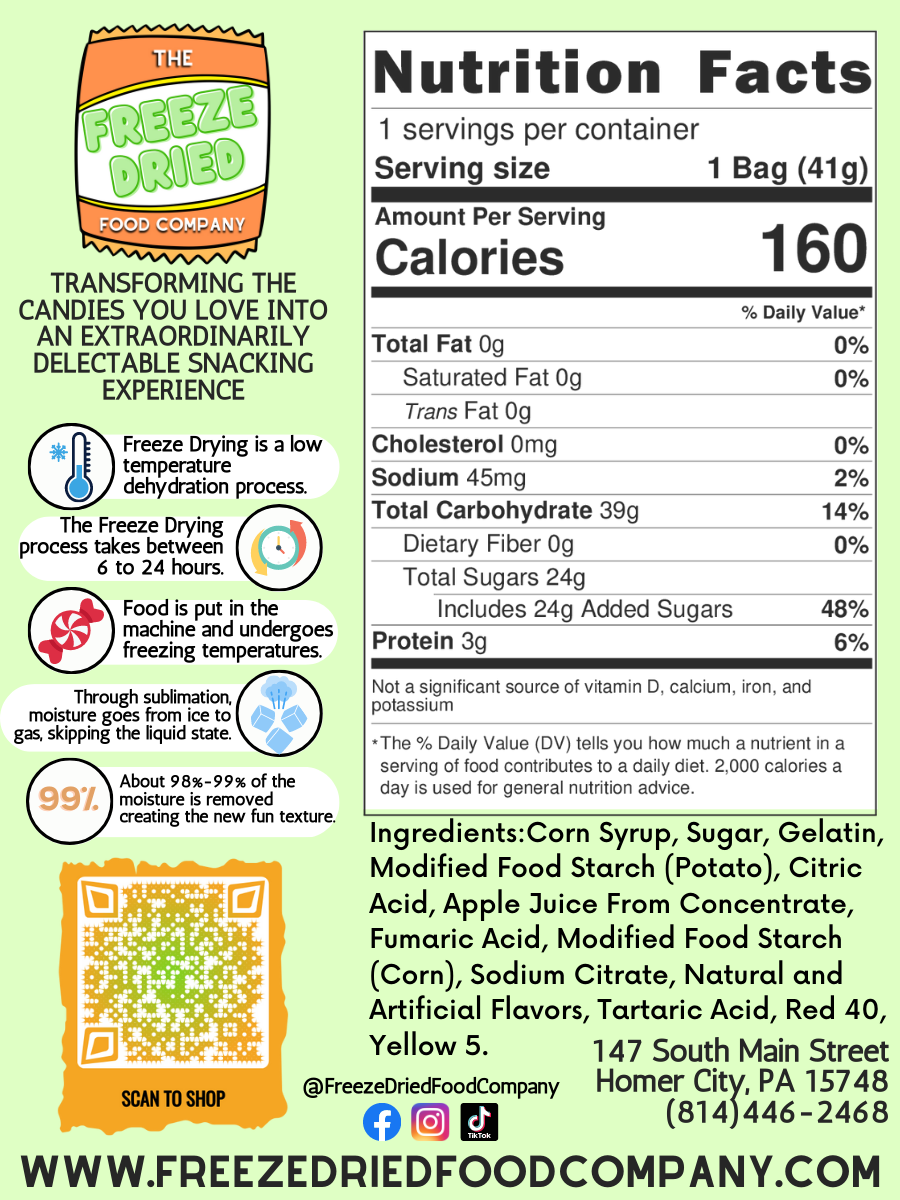 The Freeze Dried Food Company – wholesale Hårt godis – Partihandel Frystorkat godis Frystorkade persikoringar3