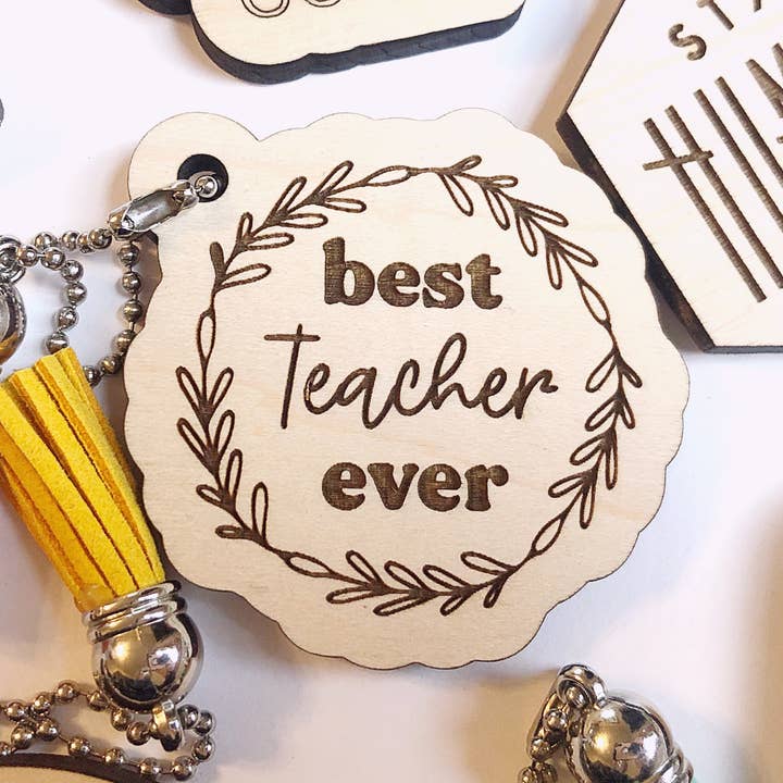Best Teacher Ever Keychain for wholesale by Nicole Letters