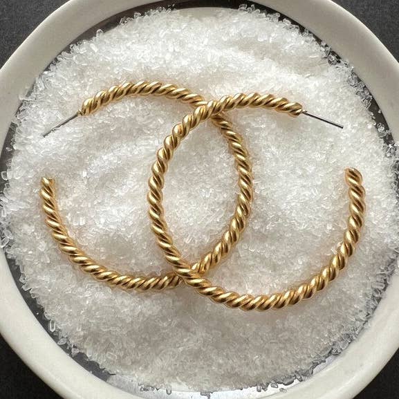 Vintage store guld Hoop Øreringe, Simple Twisted Everyday Statement øreringe, JohnnyGirl for engroshandel hos Johnny Ltd.