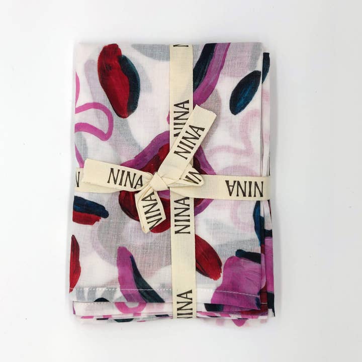 Organic Cotton Muslin (Abstract Flowers) for wholesale by Nina