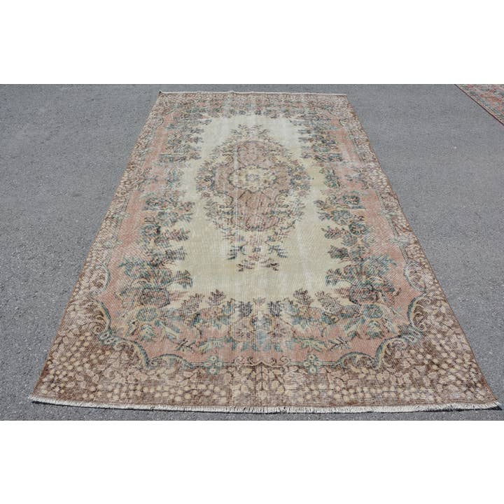 Handmade Wool Rug: Classic Cream & Brown Stripes/Floral for wholesale by The Loom Wholesale