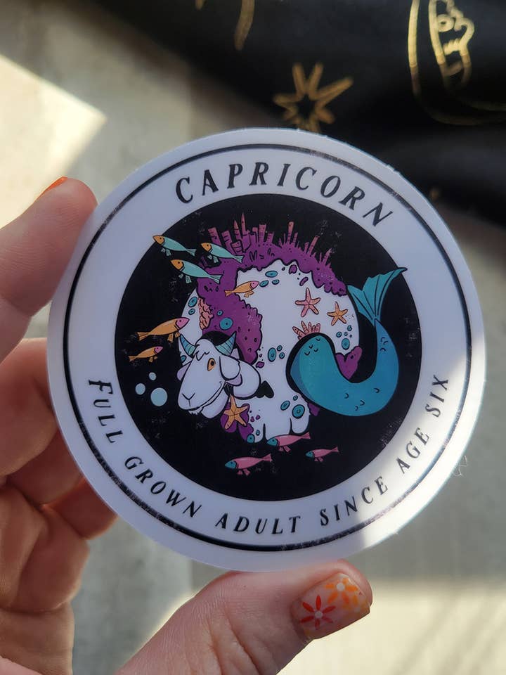 Witchy Capricorn Skull Zodiac Sticker for wholesale by by Sarah Simpson