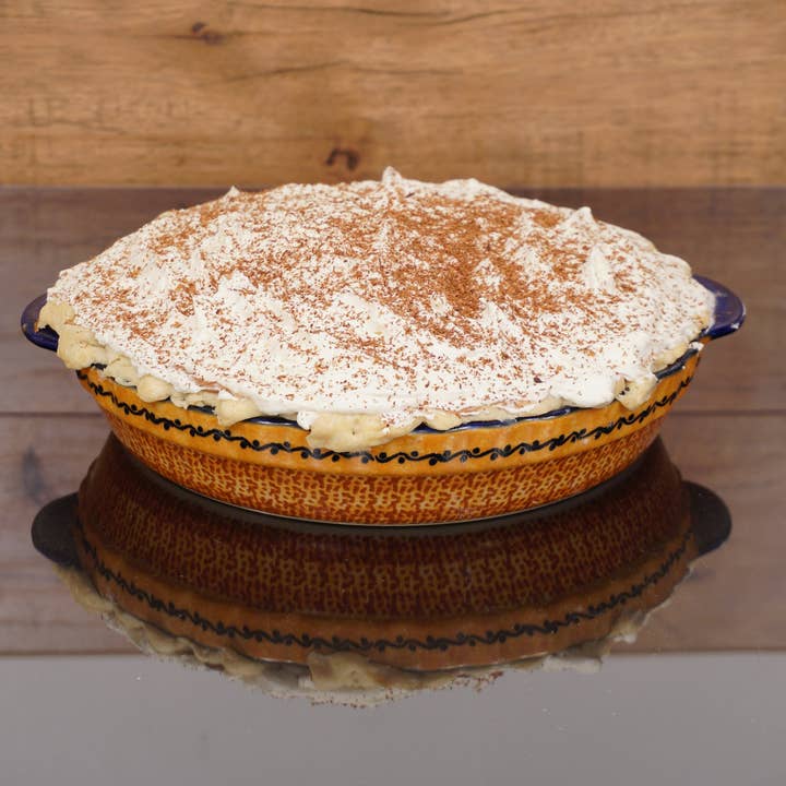 Polish Pottery Outlet - Wholesale Baking Dish - Baker, Round, Pie Plate, Handles, 9.75" in "Desert Sunrise" by Manufaktura | Z148U-KLJ2