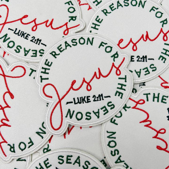 3" JESUS Årsagerne til sæsonen - RUND - Broderet hatplaster for engroshandel hos TEELUX