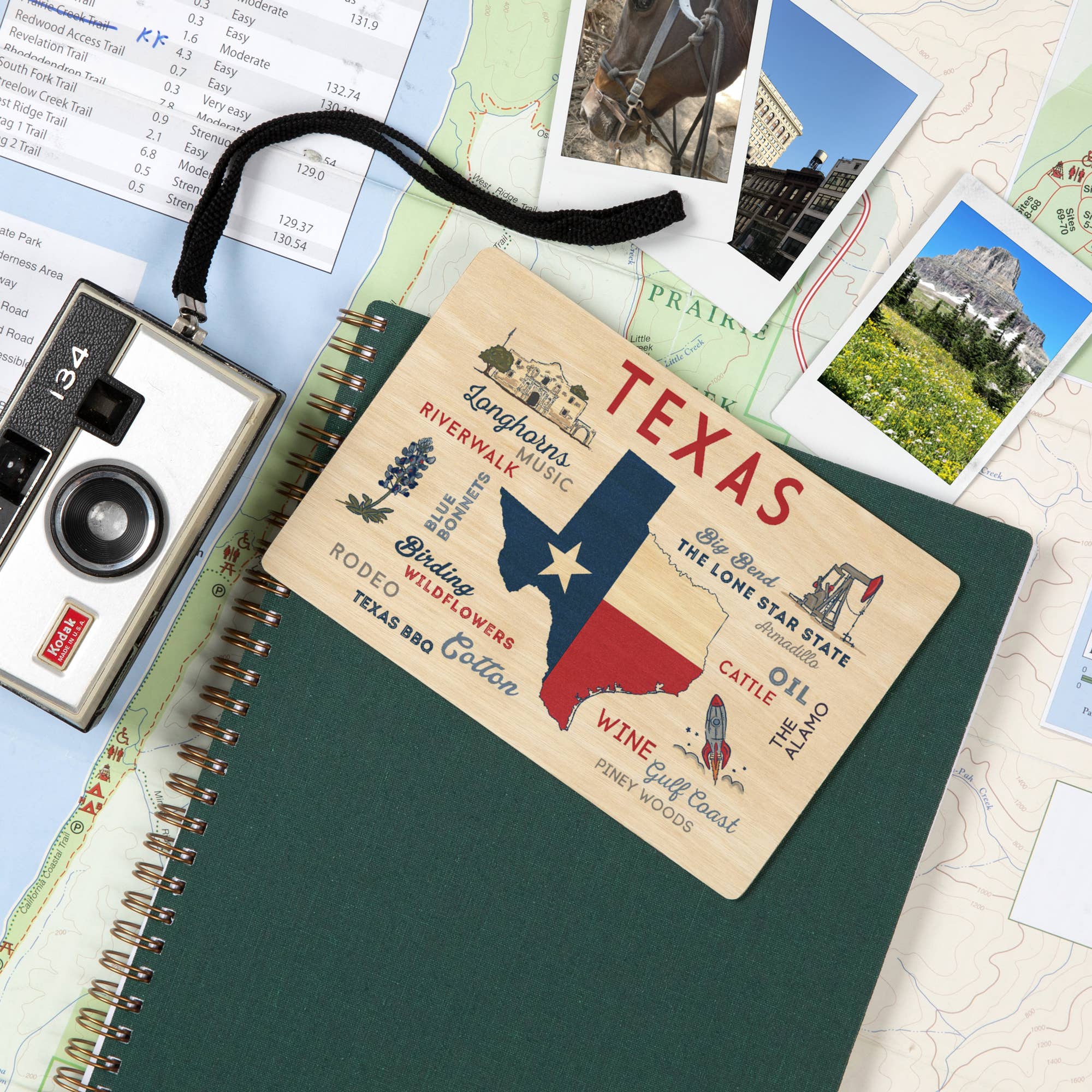 Lantern Press - Wholesale Postcard - WOOD POSTCARD Texas, Typography & Icons5