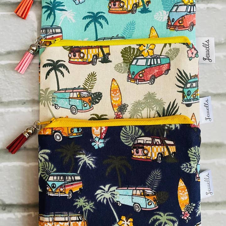 Jewells - Wholesale Pouch - Women's - Campervan Camper Surf Fabric Purse Pouch 3 colours