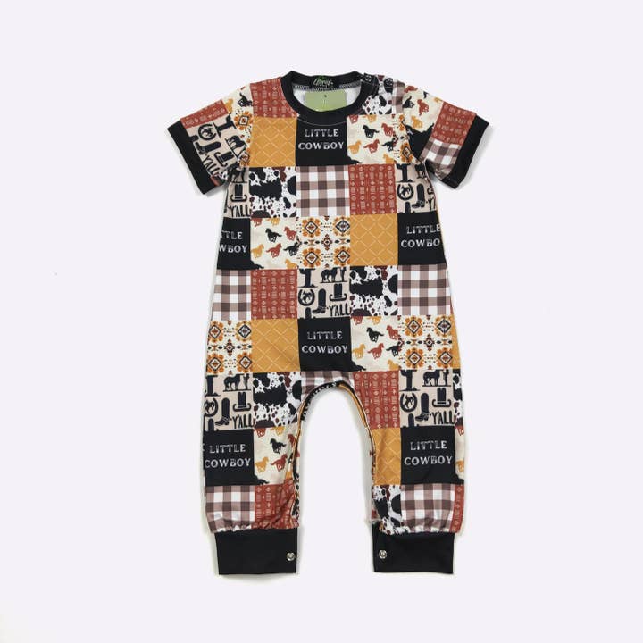Little Cowboy Boy Romper for wholesale by Clover Cottage