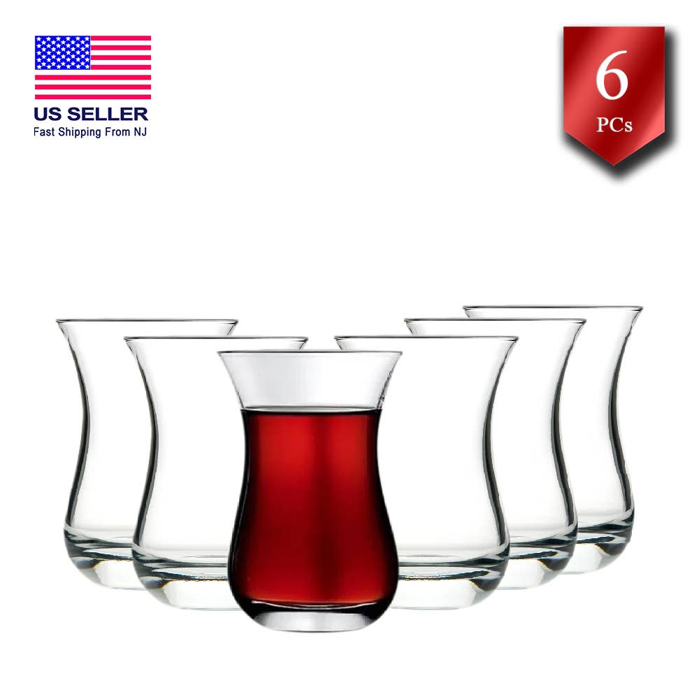 Hakan – wholesale Coffee/tea cup – Pasabahce Aida Traditional Turkish Tea Glass Set of 6, 5.4oz6