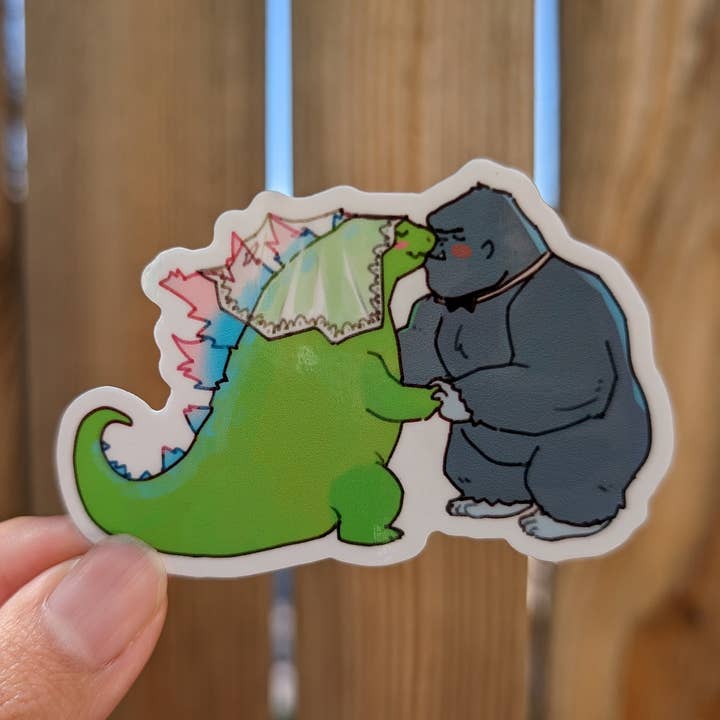 Lizard x Monke Smooch 3"x3" Glossy Vinyl Sticker for wholesale by waifuarts