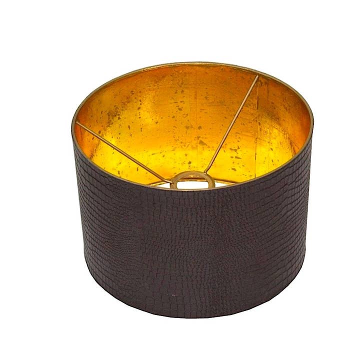 LES SCULPTEURS DU LAC - Vente Abat-jours - Abat jour rond en métal et simili cuir marron1