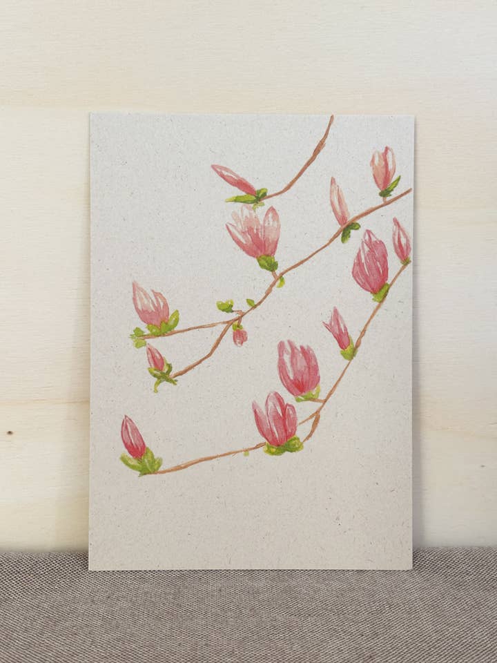 Watercolor greeting card A6 (10.5x14.8) | magnolia for wholesale by Li La Lore