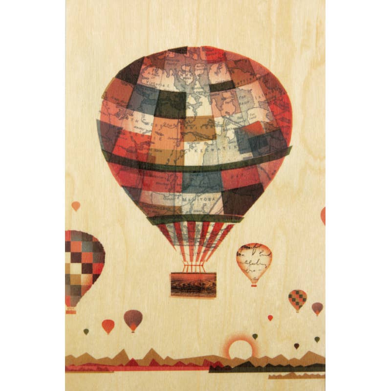 Woodhi - Wholesale Postcard - Wood Postcard Voyage Air balloon0