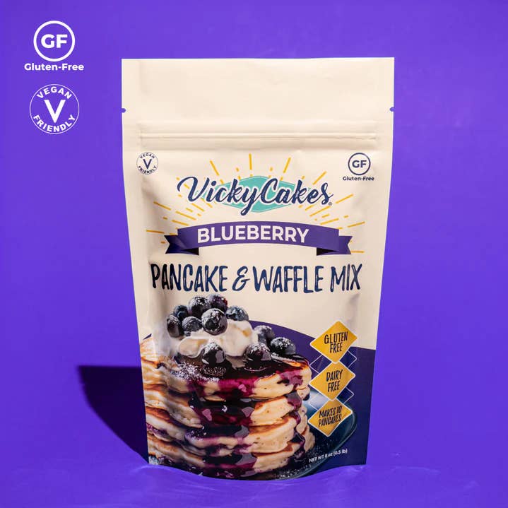 Gluten-Free Blueberry Pancake & Waffle Mix for wholesale by Vicky Cakes Pancake & Waffle Mix