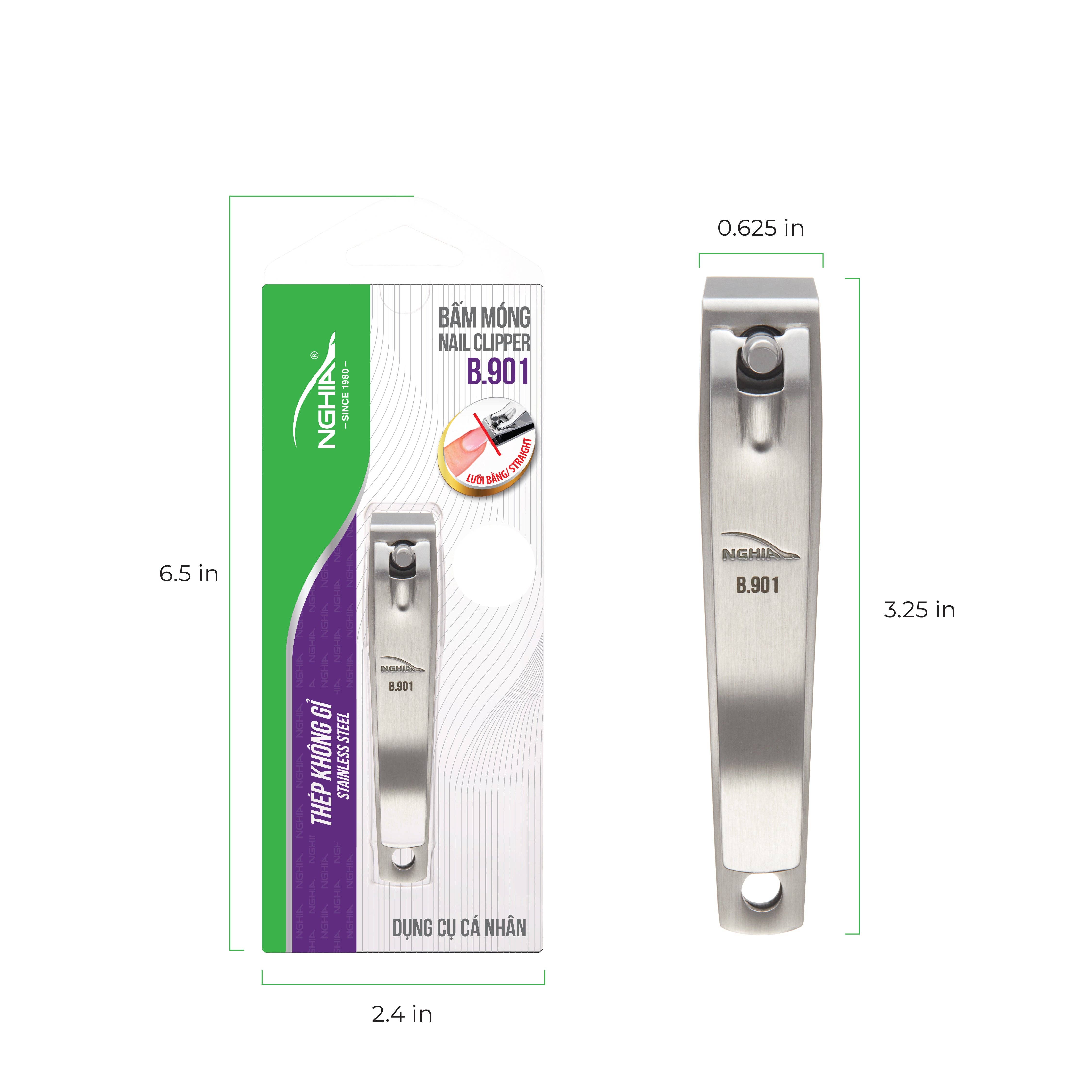 NGHIA - Wholesale Nail Clipper/Scissor - Straight Blade Large Nail Clipper - B-901 (Stainless Steel)2