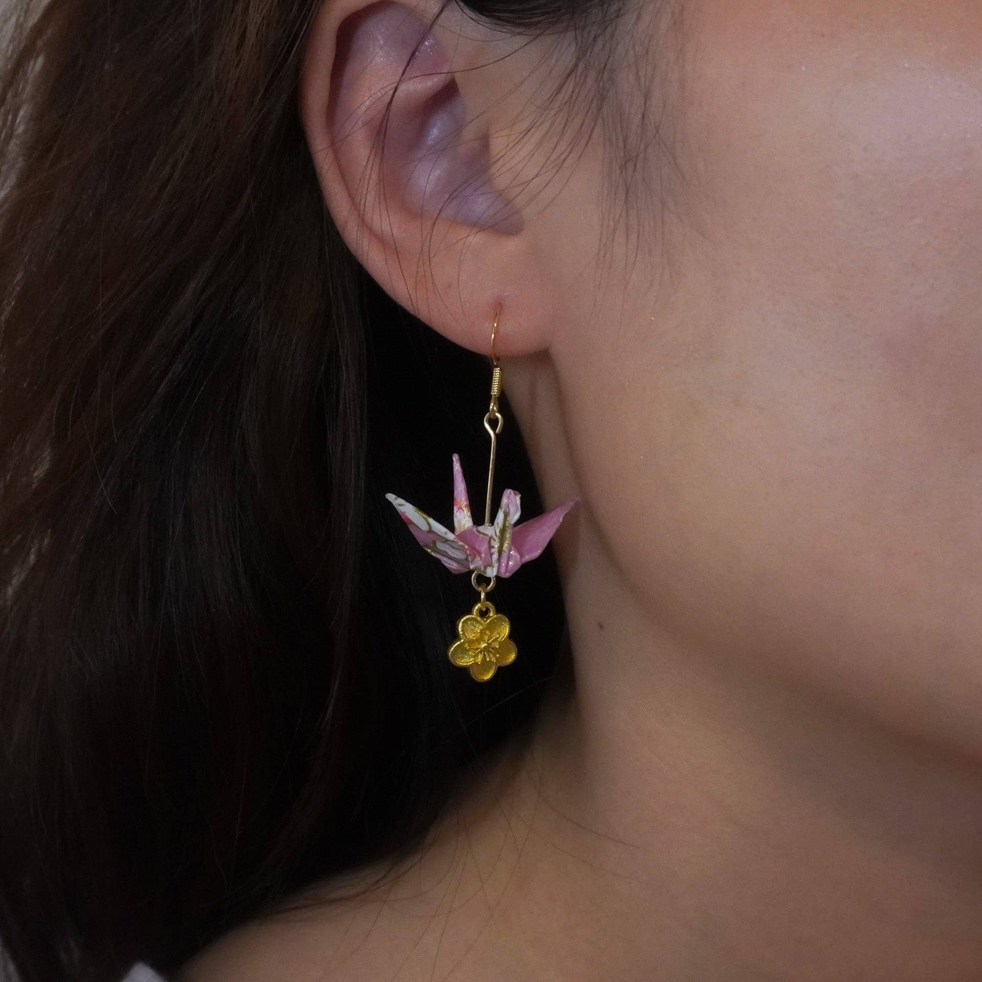 Kamyi.Art Origami Designs - Wholesale Dangle Earrings - [LOVE] Crane and Peach Blossom Earrings5