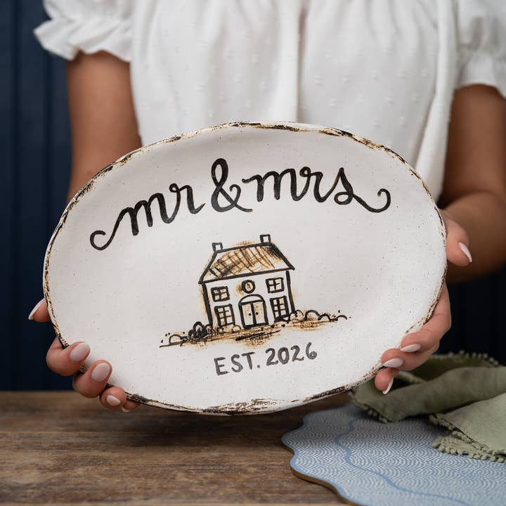 Etta B Pottery - Wholesale Decorative Tray - Mr. and Mrs. Home 20260