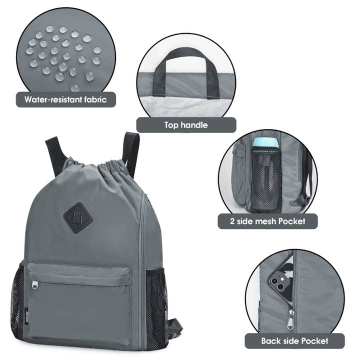 wandf - Wholesale Backpack - Women's - WANDF Gym Sports Drawstring Backpack with Shoes Compartment37