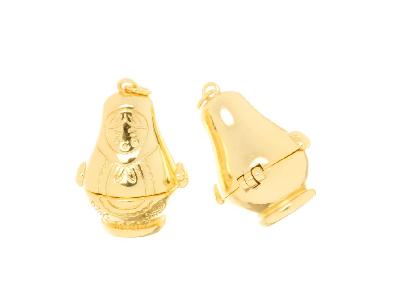 Jewel Pledge - Wholesale Individual Charm/Pendant - Gold Or Silver Matryoshka Nesting Doll Charm CPG-CPS26888