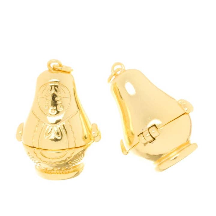 Jewel Pledge - Wholesale Individual Charm/Pendant - Gold Or Silver Matryoshka Nesting Doll Charm CPG-CPS26888