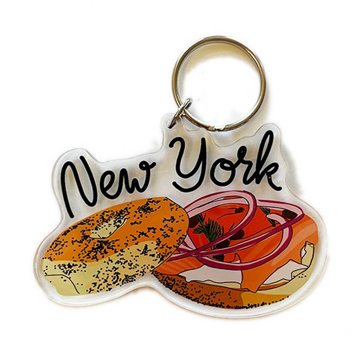 New York Bagel Acrylic Keychain for wholesale by Drawn Goods