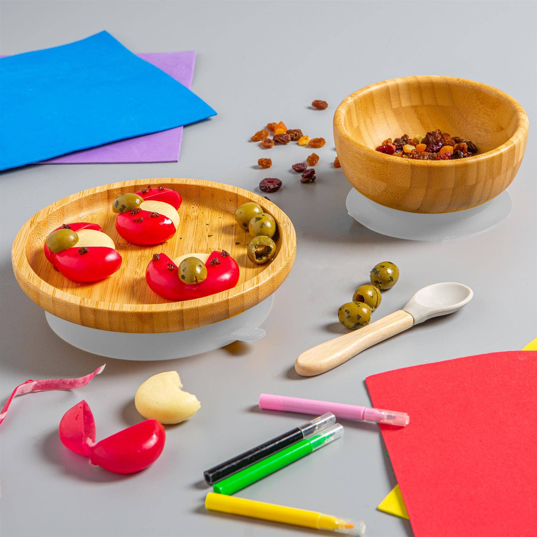 Rinkit Ltd – Engroshandel Middagstallerken – Børn og baby – Lille spisestue børn bambus suge rund plade44