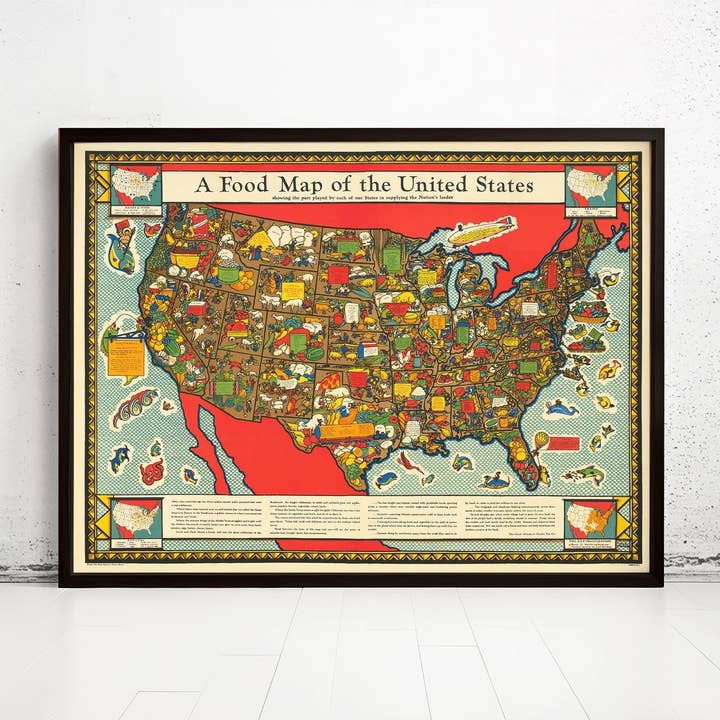 OldCityPrints - Old Maps and Posters – wholesale Poster – Matkarta över USA Vintagekarta 1932 Vintageaffisch | Vintagekarta Väggkonsttryck | Stor affischtryck | Heminredning Väggkonst