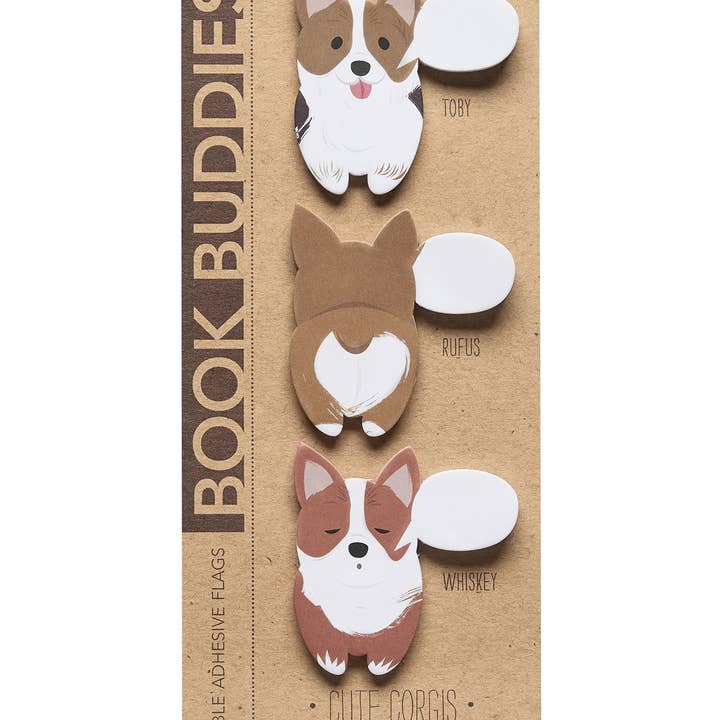 Girl of All Work - Wholesale Sticky Notes - Cute Corgis Book Buddies