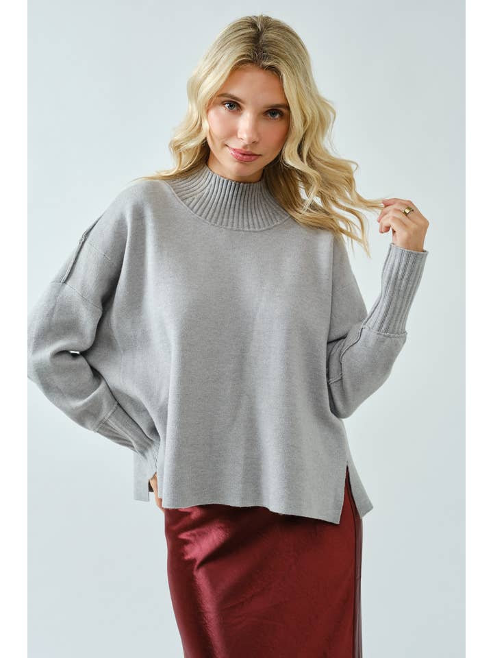 SPICE ALLEY - Wholesale Knit Sweater - Women's - SA00121T - Soft Overlock Mock Neck Sweater4
