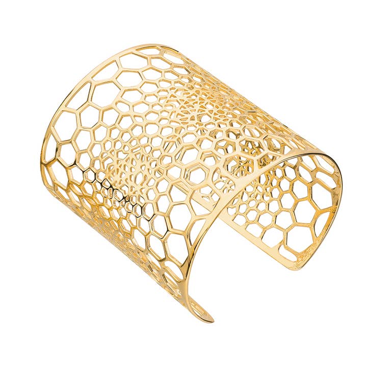 Large Wide Lace Cut Out Cuff Bracelet (Silver) for wholesale by Gold & Honey