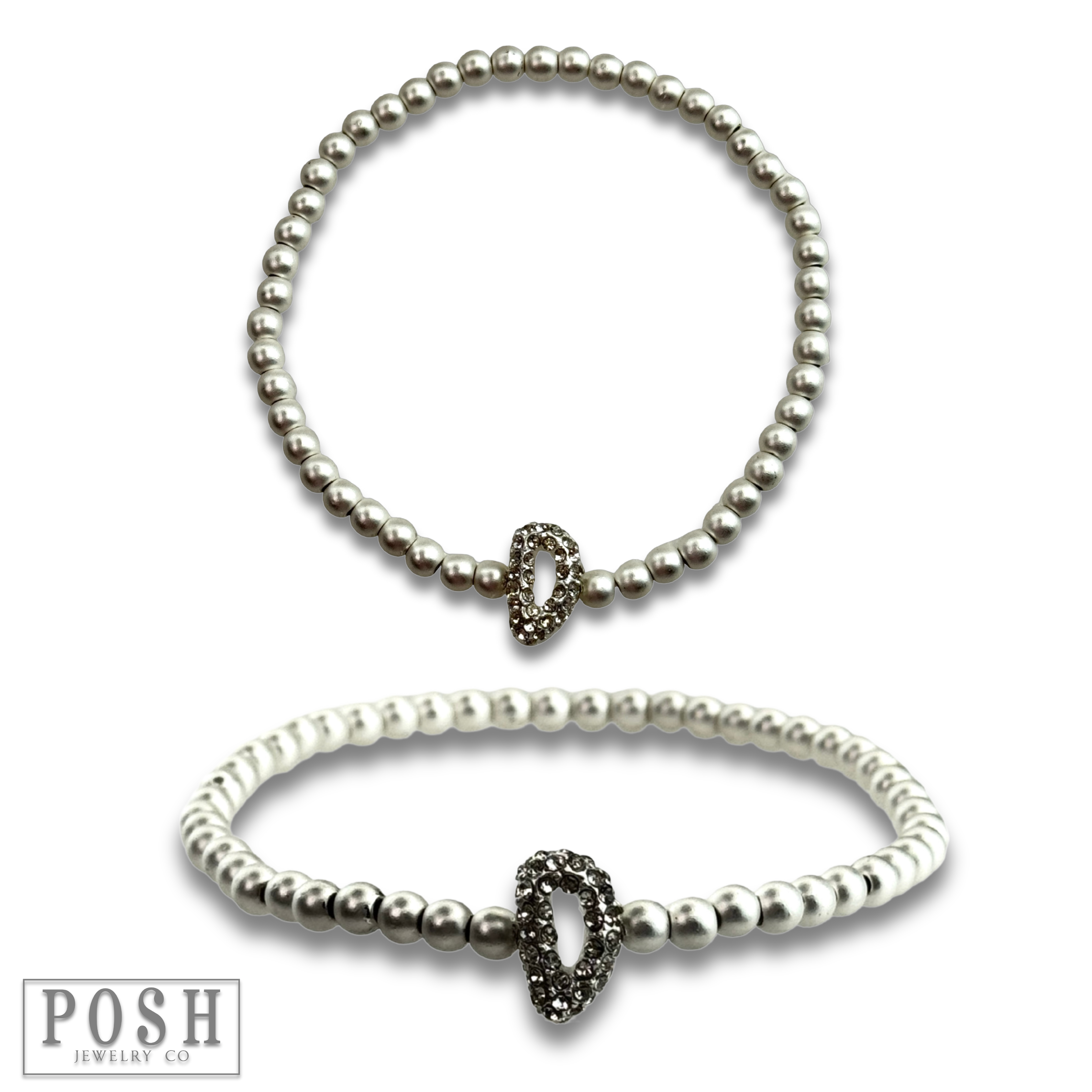 Pink Panache Brands - Wholesale Beaded Bracelet - Bead bracelet with rhinestone inital7