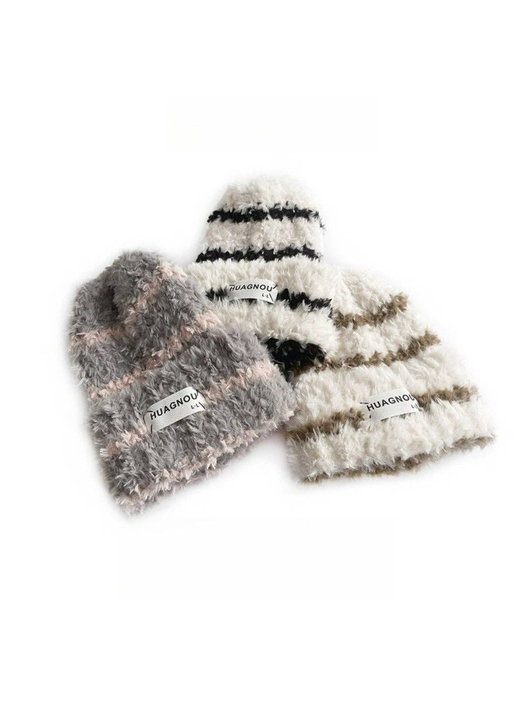 Funkyrel® Atzbranding Limited - Vente Bonnet – femme - Haila - Bonnet d'hiver épais en tricot pelucheux11