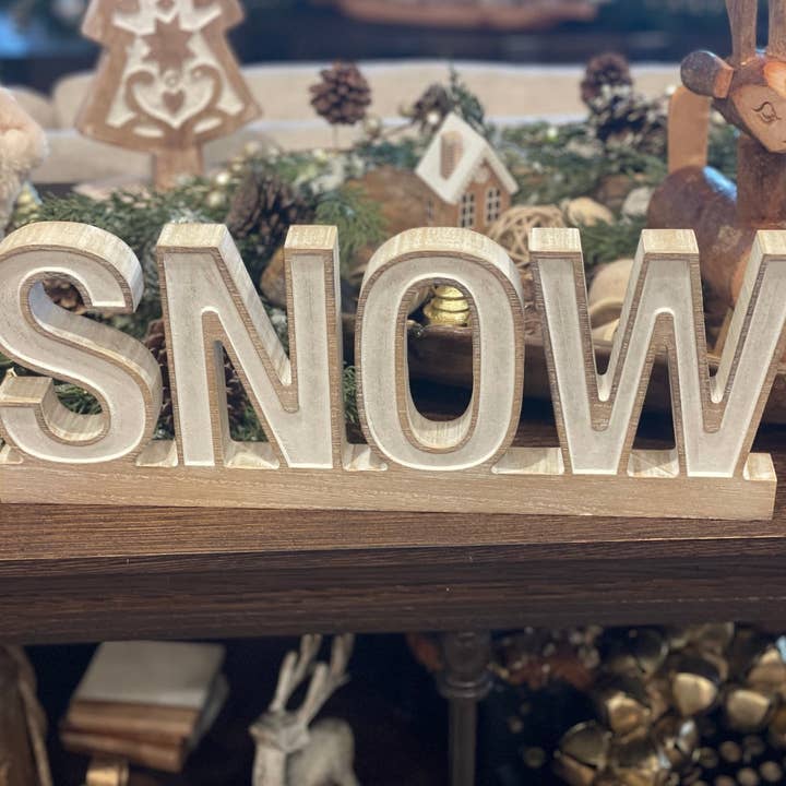 Collins Painting & Design - Wholesale Decorative Tabletop Object - FR-3624 - Christmas Carved SNOW on Base