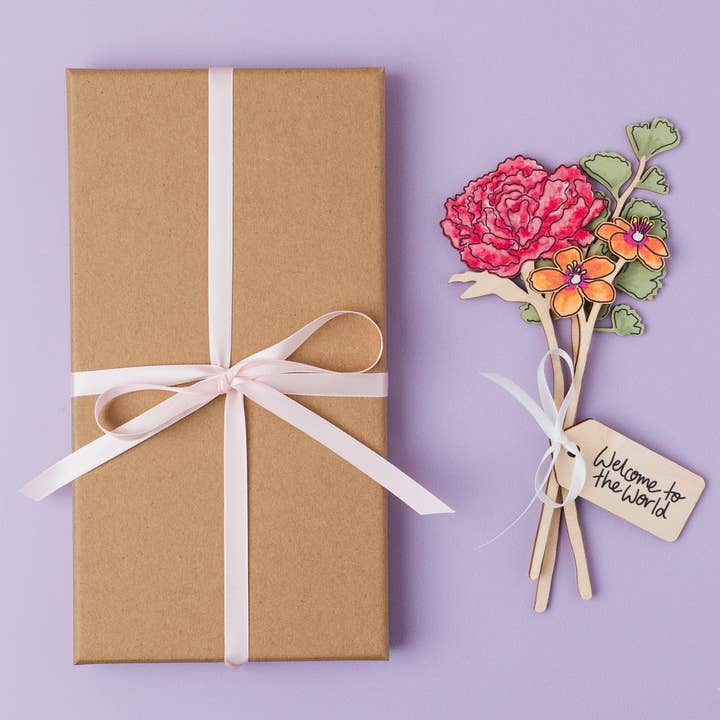 Nouveau cadeau pour bébé - Bouquet de fleurs en bois pour la vente par DaphneRosa