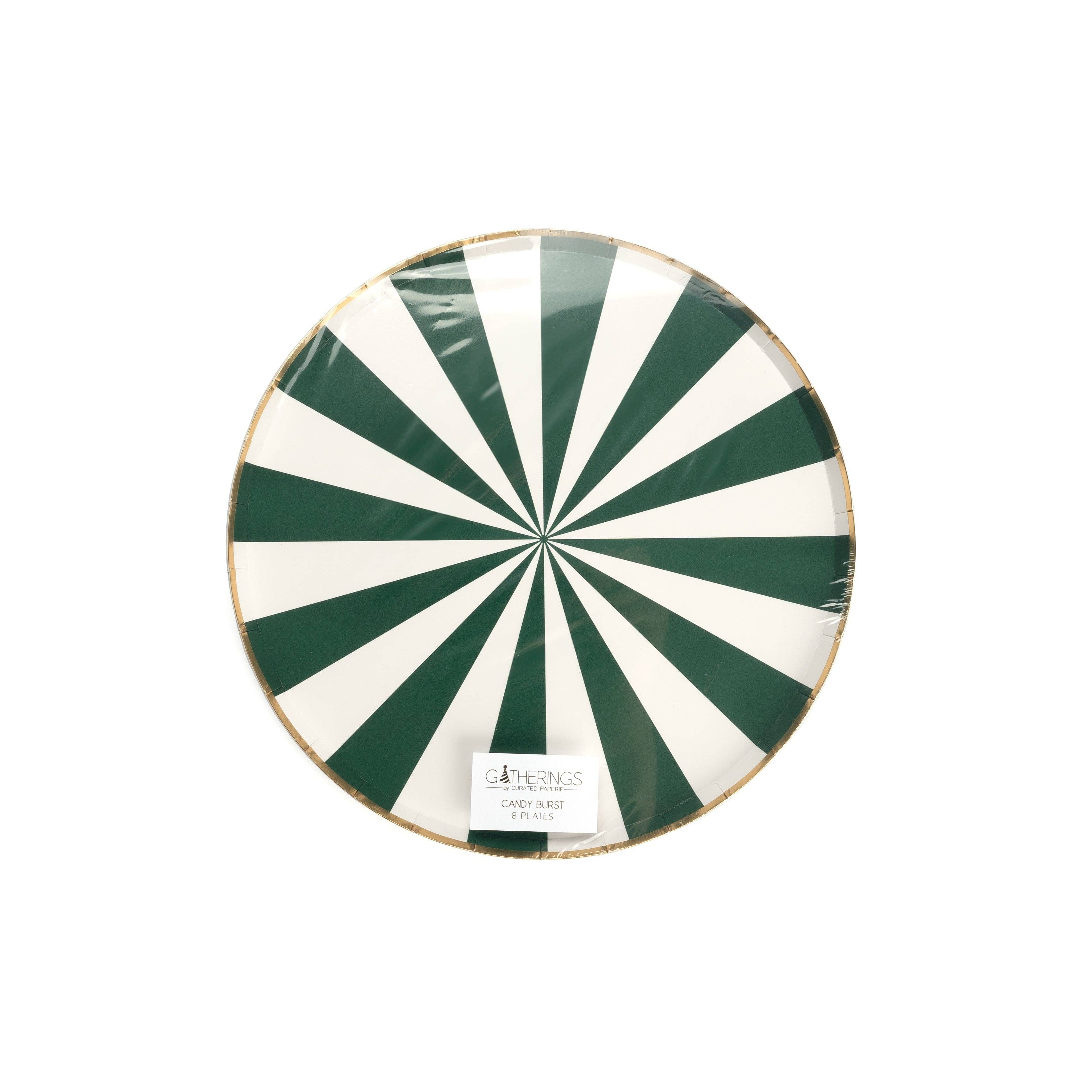Gatherings by Curated Paperie – wholesale Disposable plate – HOL24-DNP4- Green Candy Burst Dinner Paper Plates2