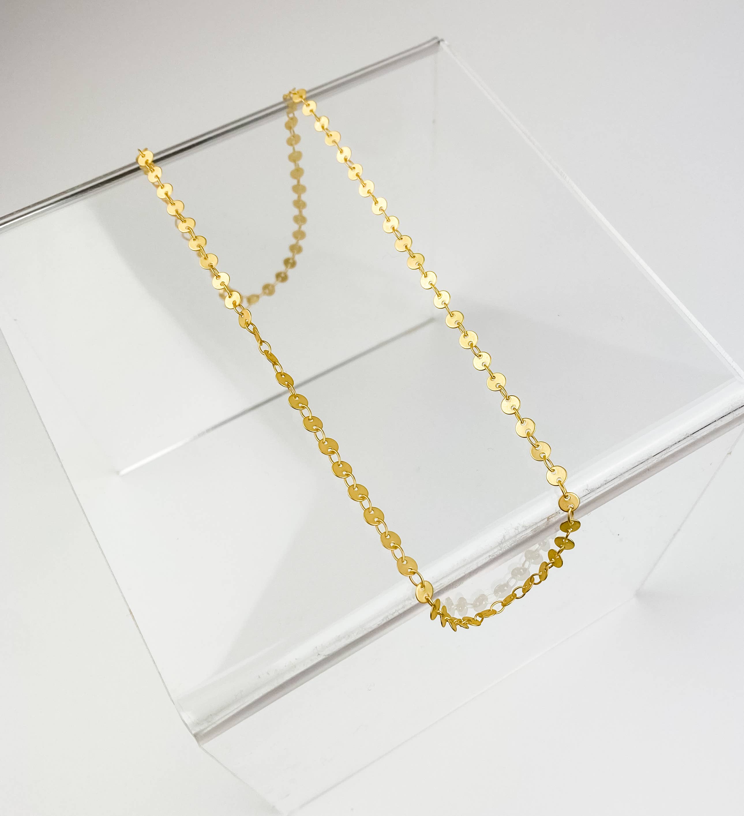 Light Shine - Wholesale Link & Chain Necklace - Paperclip Layering Necklace | Gold Plated Disc, Dainty Chain4