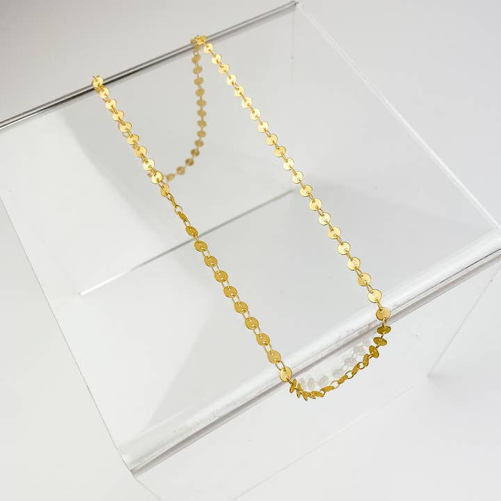 Light Shine - Wholesale Link & Chain Necklace - Paperclip Layering Necklace | Gold Plated Disc, Dainty Chain4